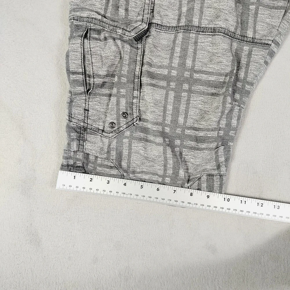 Projek Raw Cargo Shorts Mens 36 Gray Plaid Canvas Relaxed Fit Casual Summer